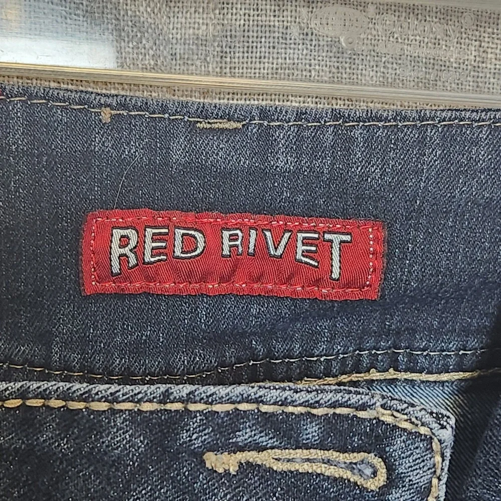 Red Rivet Denim Jeans Women's/Jr. 9 Dark Wash Bootcut‎ Embellished Y2K Mid Rise